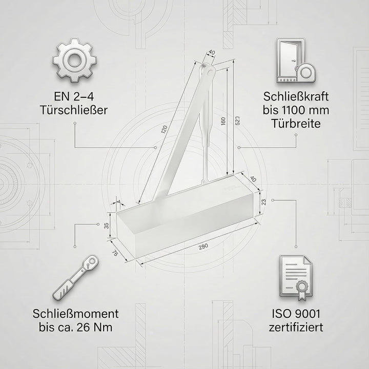 Obentürschliesser Dormakaba TS 72 - RAL9016