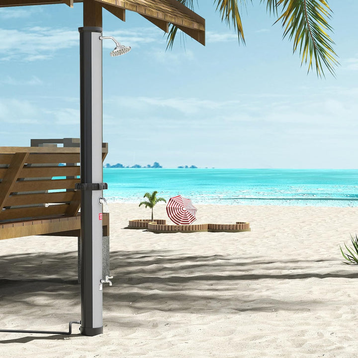 AufuN Gartendusche Solar Aussendusche 35 Liter Solardusche Warmes Wasser max. 60°C, Aussendusche Poo