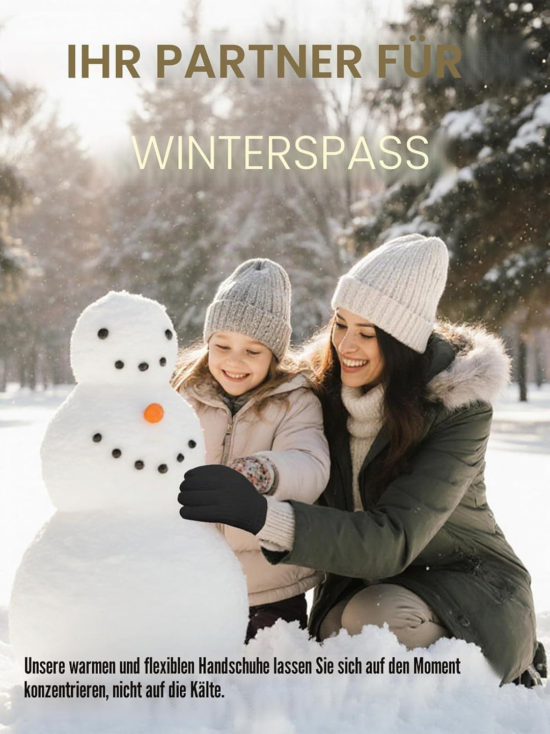 Winterhandschuhe für Damen Herren Touchscreen Thermohandschuhe mit Warme Fleecefutter für Kaltes Wet
