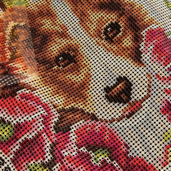 Collection D'Art Lassie - Hund Kreuzstichkissen, Baumwolle, Mehrfarbig, 40x40cm Lassie., Lassie.