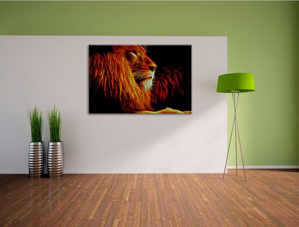 Dark Majestätischer Löwe, Natur, Afrika Bild auf Leinwand, XXL riesige Bilder fertig gerahmt mit Kei