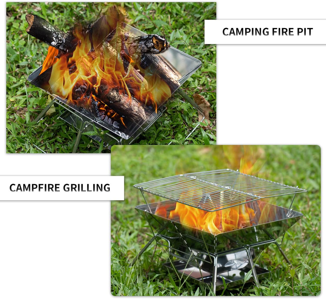 Tentock Tragbarer Holzkohlegrill Picknickgrill Camping Klappgrill Edelstahl, Outdoor Flatbarer BBQ G