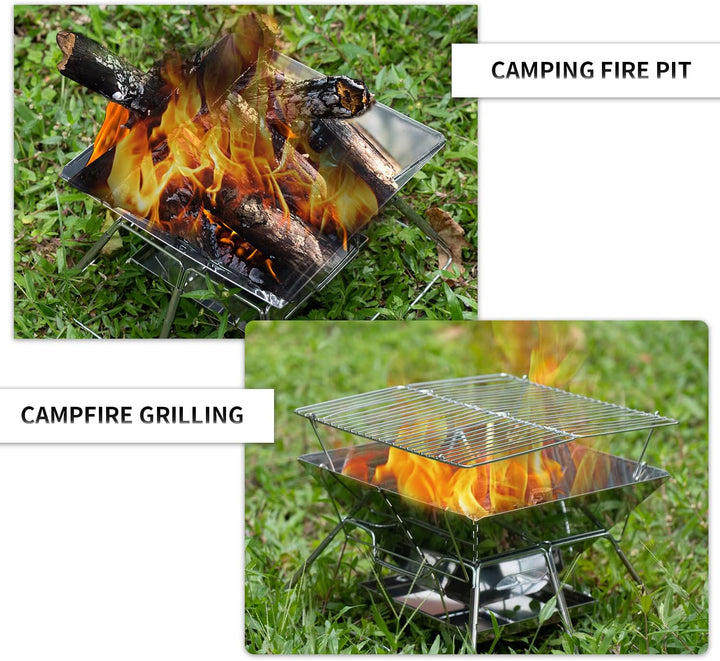 Tentock Tragbarer Holzkohlegrill Picknickgrill Camping Klappgrill Edelstahl, Outdoor Flatbarer BBQ G