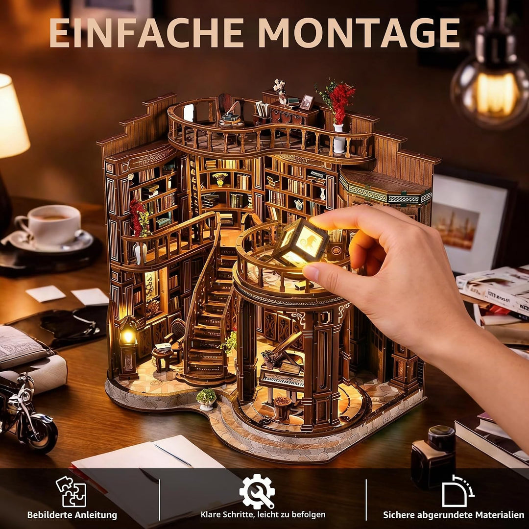 Book Nook Kit für Erwachsene - CRIOLPO DIY Miniatur Haus Holzpuzzle 3D Puppenhaus - Buchstütze für B