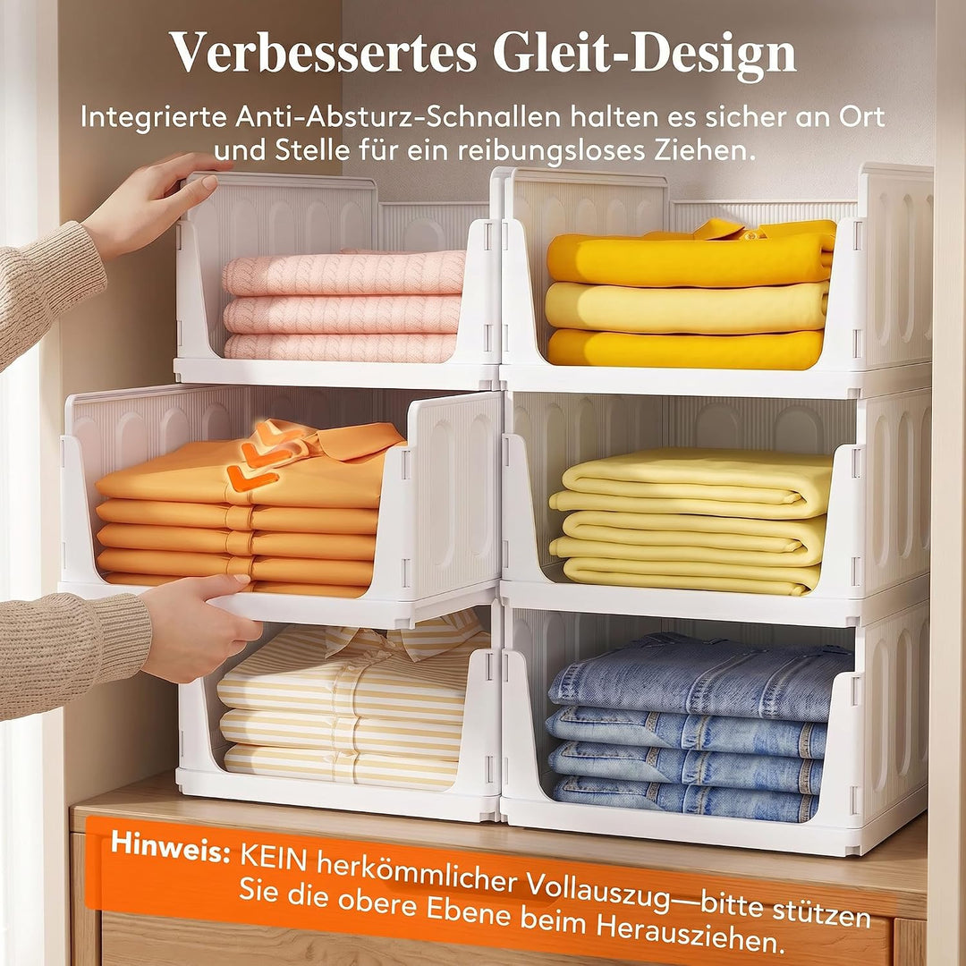 Lifewit 4er Set Stapelbare Kleiderschrank Organizer 42 cm Tief | Ausziehbar Kunststoff Ordnungssyste
