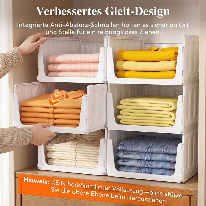 Lifewit 4er Set Stapelbare Kleiderschrank Organizer 42 cm Tief | Ausziehbar Kunststoff Ordnungssyste