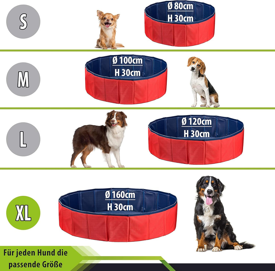 Stabiler Hundepool | Planschbecken für Hunde | Faltbarer Pool mit Ablassventil | rutschfeste Badewan