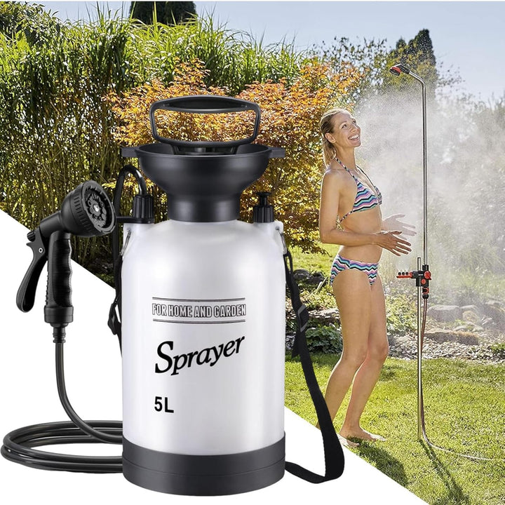 Generisch Camping Dusche Tragbare Campingdusche 5L/8L Manuelle Pumpe Mit Schlauch Für Haustier/Auto