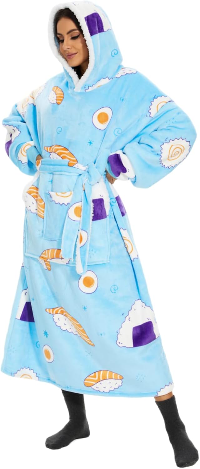 Oversized Hoodie Decke Damen，Verlängern Decken Hoodie,Extra Dick und Warm Deckenpullover，Blanket Hoo