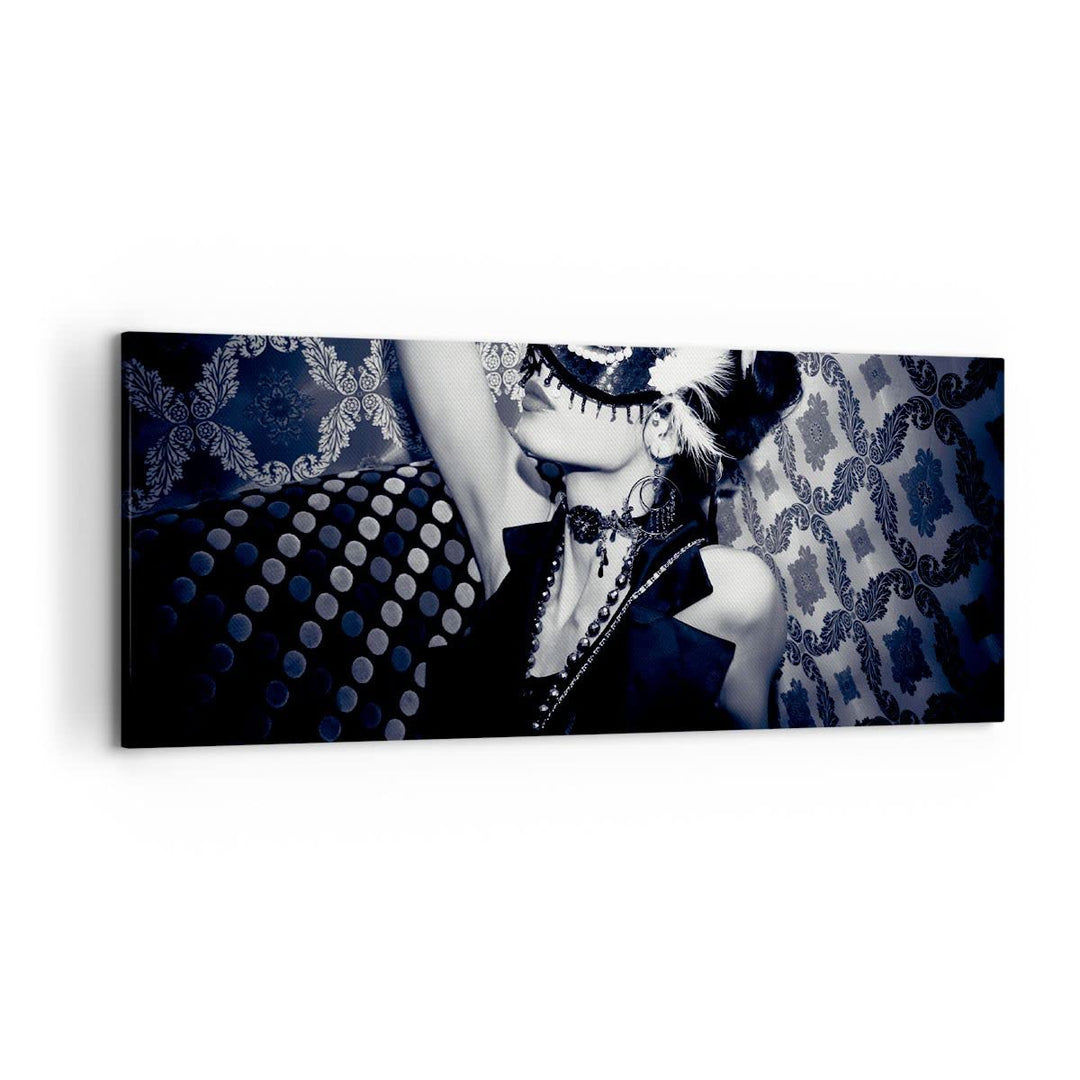 Wandbilder Dekoration Wohnzimmer Frau Karneval Maske Mode Panorama Bilder auf Leinwand 120x50cm Lein