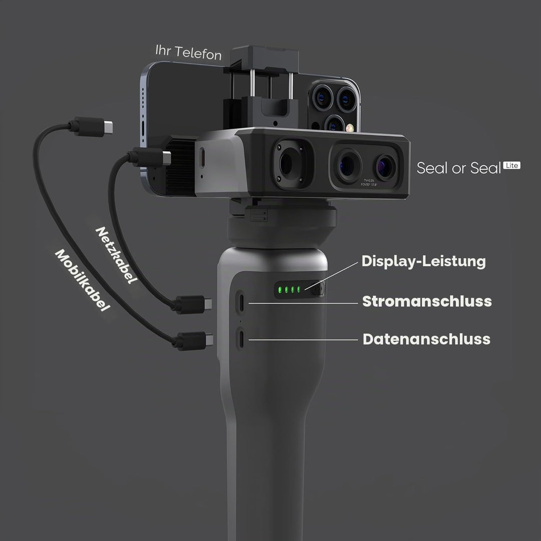 3DMakerpro Smart Grip Handgriff für 3D-Scanner – Tragbare Smartphone-Halterung für Mobiles Scannen u