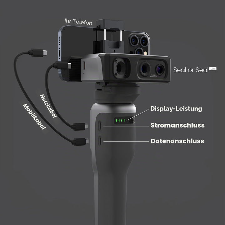 3DMakerpro Smart Grip Handgriff für 3D-Scanner – Tragbare Smartphone-Halterung für Mobiles Scannen u