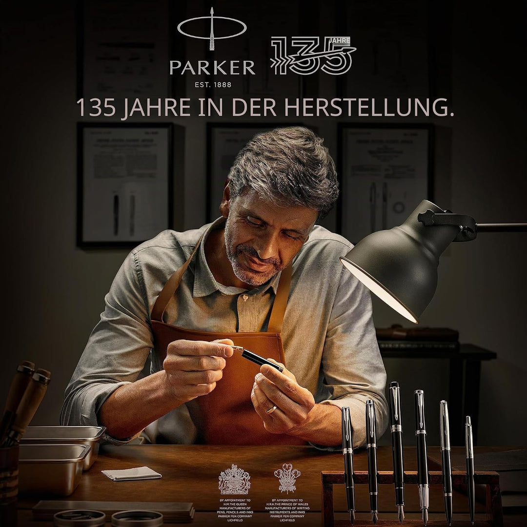 Parker 51 Kugelschreiber | Schwarzer Schaft mit Chromfarbenen Zierteilen | Mittlere Schreibspitze mi