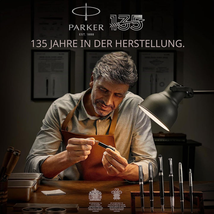 Parker 51 Kugelschreiber | Schwarzer Schaft mit Chromfarbenen Zierteilen | Mittlere Schreibspitze mi