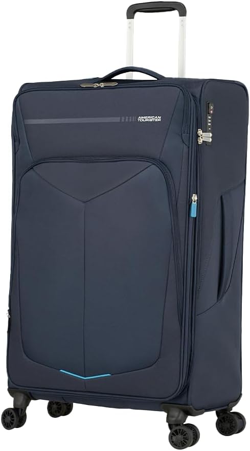 American Tourister Summerfunk Koffer, Blau (Navy), 79 cm, 119 Liter Spinner L Erweiterbar (79 cm - 1