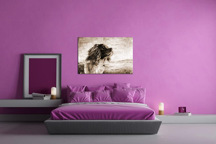 deyoli zauberhafter Hund Format: 80x60 Effekt: Sepia als Leinwandbild, Motiv fertig gerahmt auf Echt