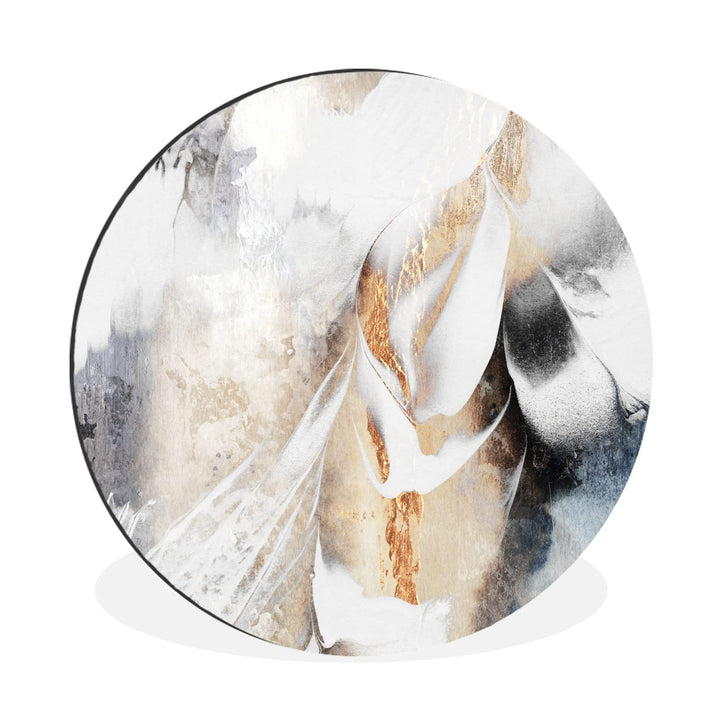 MuchoWow Wandbild Rund Wanddeko Deko Wohnzimmer Bilder 90x90 cm Abstrakt - Gold - Design - Luxe, 90x