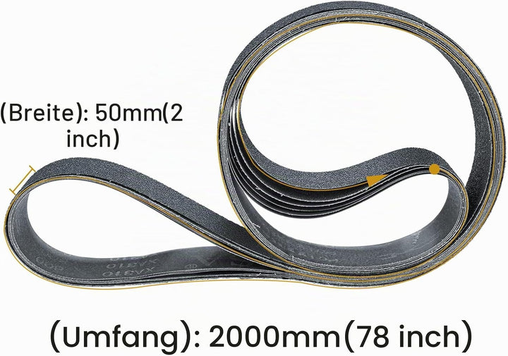 Sruhrak Schleifbänder 50 x 2000mm- 6 Stück 1 X 60/120/240/400/600/800 Grit Siliziumkarbid-Schleifbän