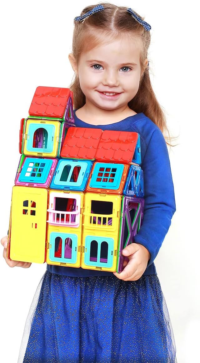 MAGNIKON Magnetische Bausteine 35, 84 Teile - Kinderspielzeug ab 3 Jahre, Magnete Kinder, Magnet Spi