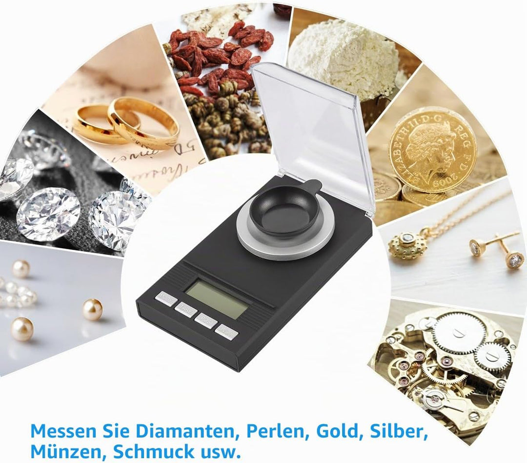 Brifit Feinwaage 50g/0,001g, Milligramm Waage mit Kalibriergewicht, Taschenwaage, Goldwaage, Münzwaa