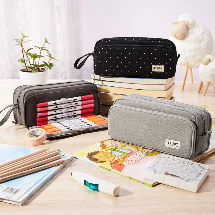 KALIDI Federmäppchen mit 3 Fächer Grosse Kapazität Mäppchen Federtasche Stiftetasche Pencil Case Ble