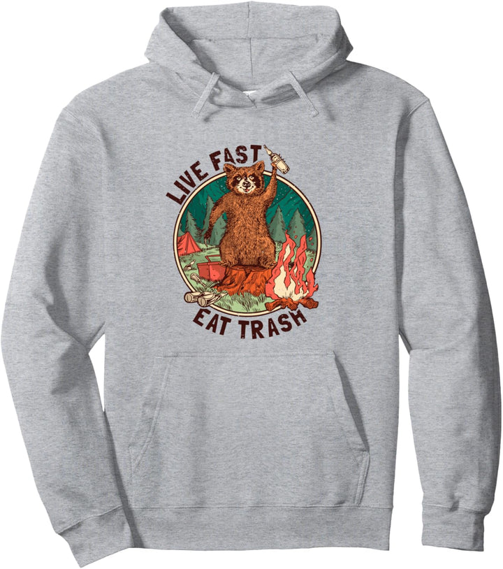 Live Fast Eat Trash Waschbär Pullover Hoodie