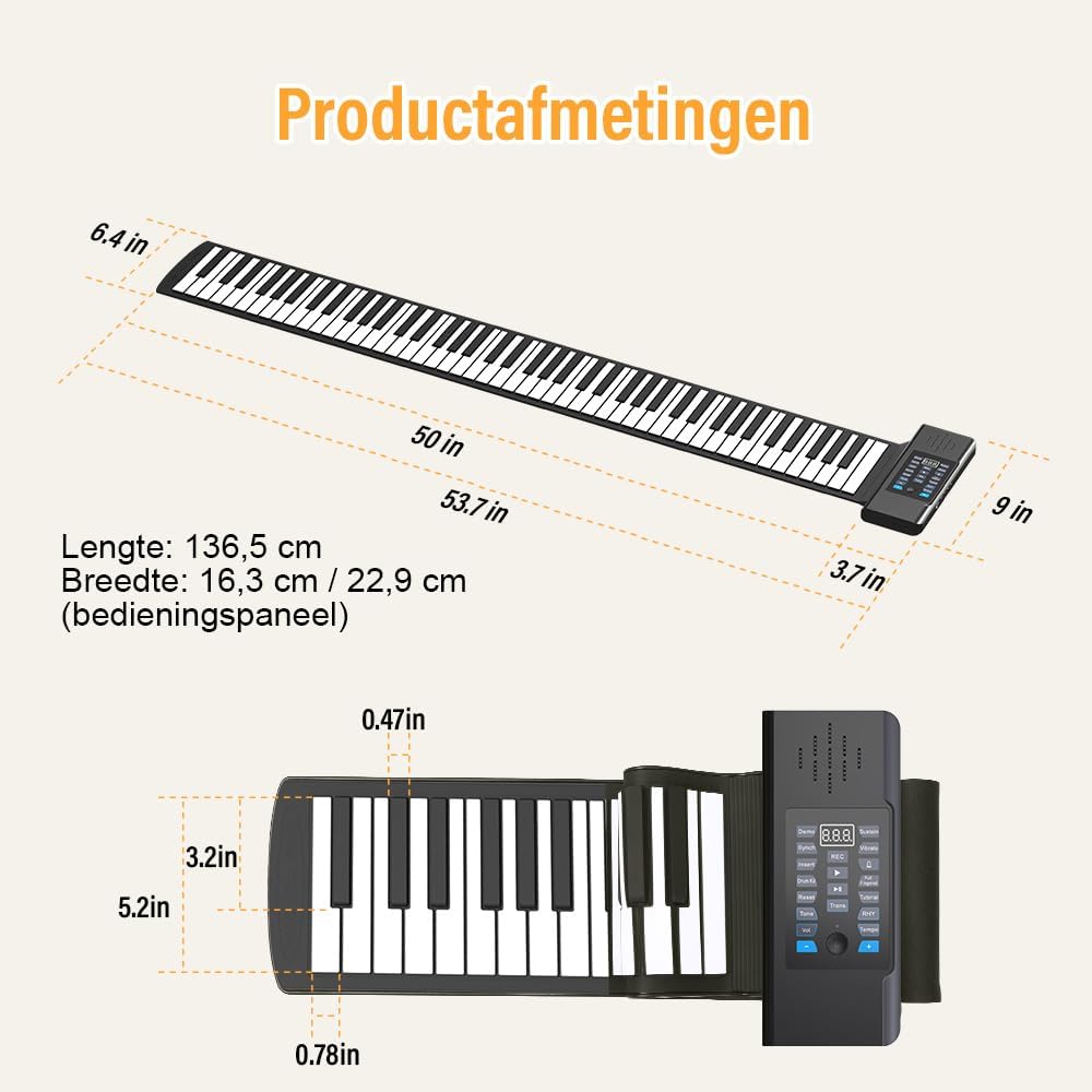OYAYO Rollpiano 88 Tasten Roll Up Piano Keyboard Unterstützt MIDI mit 128 Tönen und Rhythmen, Rollkl
