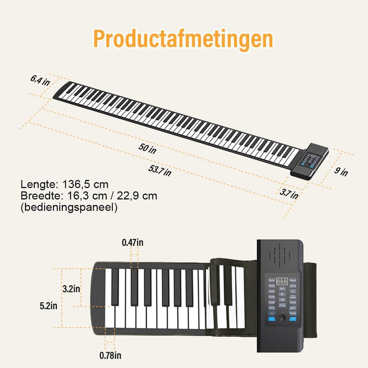 OYAYO Rollpiano 88 Tasten Roll Up Piano Keyboard Unterstützt MIDI mit 128 Tönen und Rhythmen, Rollkl