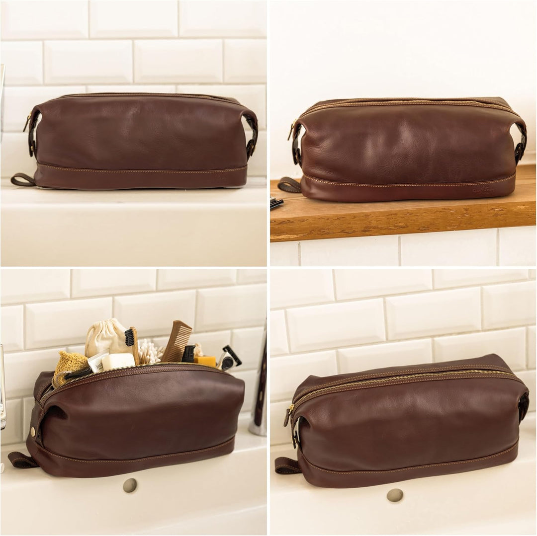Gusti Waschtasche Leder - Anika Kulturtasche Kulturbeutel Kosmetiktasche Ledertasche gross für Damen