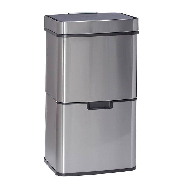 Relaxdays Mülltrennsystem 3 fach, mit Bewegungssensor, 60 L, ausziehbar, Edelstahl, HBT: 74,5 x 42 x