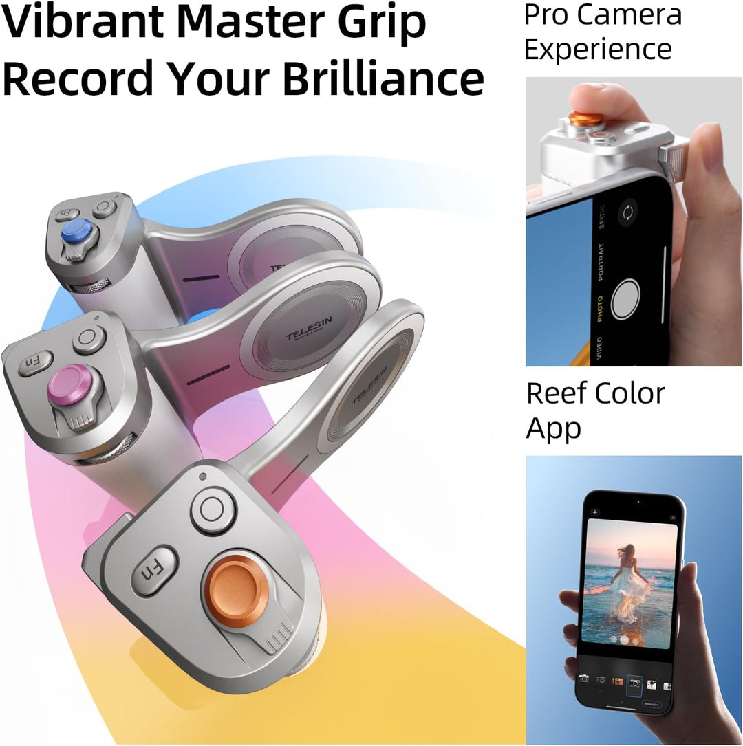 Master Grip Kit für iPhone 17 16 15 14 13 12(iOS 26), Magnetic Kameragriff für Phone, Pro Shot Imagi