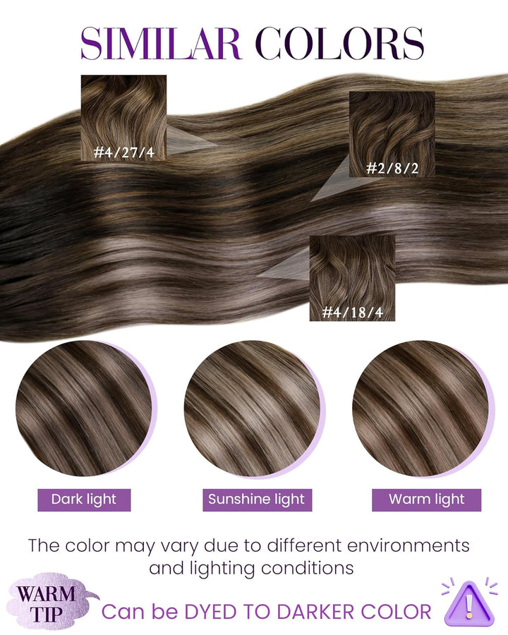 LaaVoo Bondings Echthaar Extensions Balayage 40cm Braun mit Asch Blond und Braun U Tips Haarverlänge