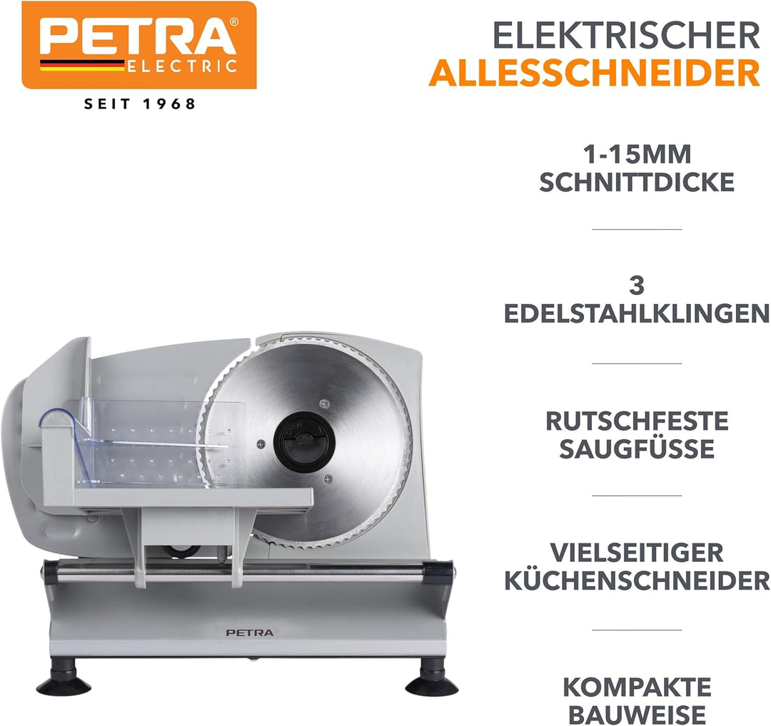 Petra PT4636VDE Elektrischer Allesschneider – Küchenschneidemaschine, Brot, Käse, Fleisch, Wurstschn