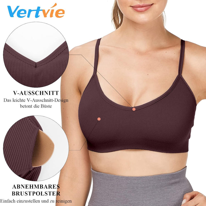 Vertvie Damen 2/3/4er Set Basic Wohlfühl BH Sport BH Spaghettiträger Bralette ohne Bügel Nahtlose Ge