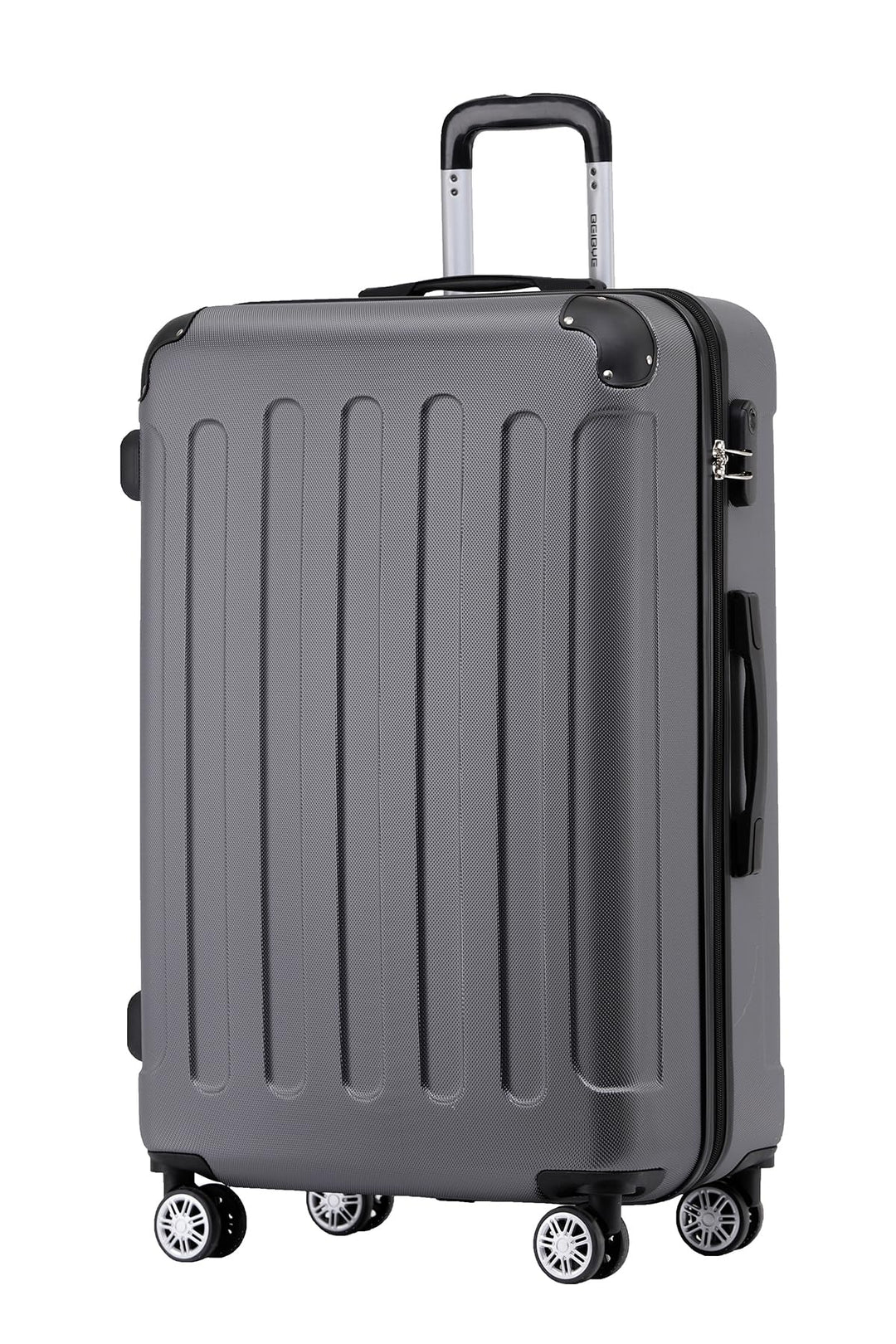 BEIBYE Hartschalen-Koffer Trolley Rollkoffer Reisekoffer Handgepäck 4 Rollen (M-L-XL-Set) (Dark Grey