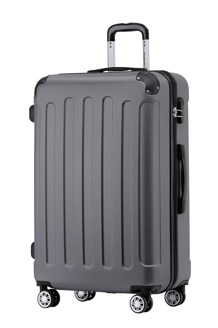 BEIBYE Hartschalen-Koffer Trolley Rollkoffer Reisekoffer Handgepäck 4 Rollen (M-L-XL-Set) (Dark Grey