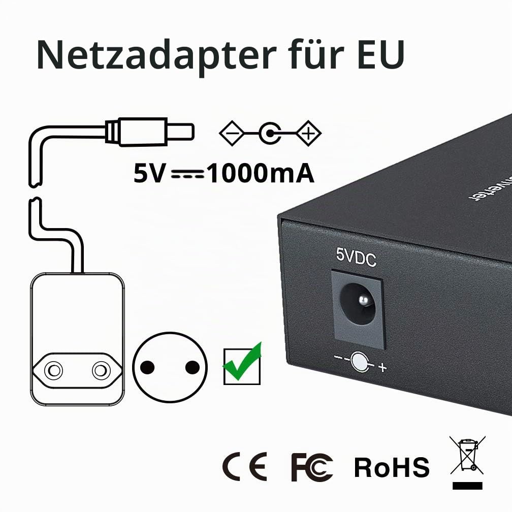 10Gtek® Gigabit Ethernet Medienkonverter, mit Built-in 1Gb Multi-Mode SC Transceiver, Multi-Mode Dua
