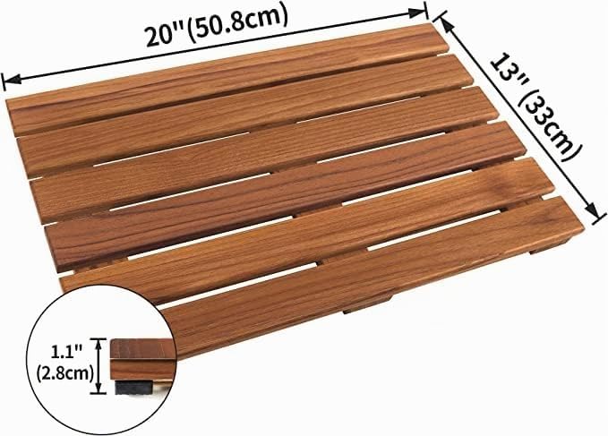 VaeFae Teak Duschmatte rutschfeste Badematte Luxus Spa Matte Holzmatte für Badewanne 33 x 50.8 cm Sm