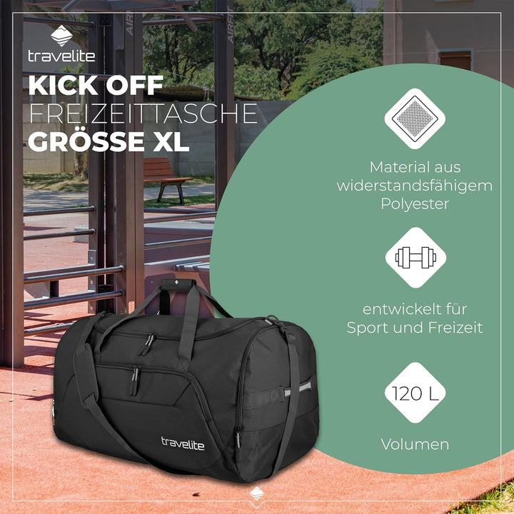 travelite Reisetasche gross XL, Kick Off, leichte Tasche für Urlaub und Sport, Schwimmbad, Klinikauf