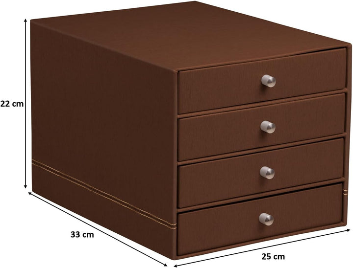 Rhodia 194570C - Schubladenbox mit 4 Laden, 24, 8x32, 7x22, 8 cm, aus Kunstleder, elegant und prakti