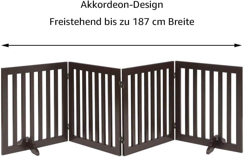 unipaws Freistehendes Absperrgitter Hund, Treppenschutzgitter ohne Bohren, Holz Kindergitter Klappba