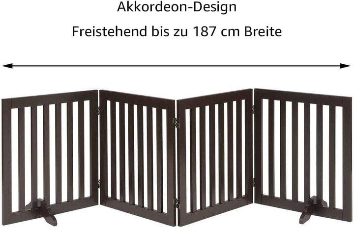 unipaws Freistehendes Absperrgitter Hund, Treppenschutzgitter ohne Bohren, Holz Kindergitter Klappba