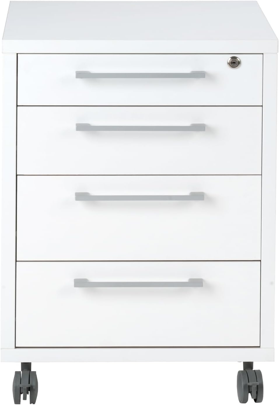 Container Rollcontainer Schubladenschrank | Weiss | 4 Schubladen | Abschliessbar