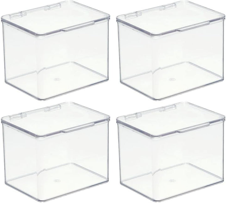 mDesign Aufbewahrungsbox für den Schreibtisch – stapelbare Box aus Kunststoff mit Deckel – kleiner B