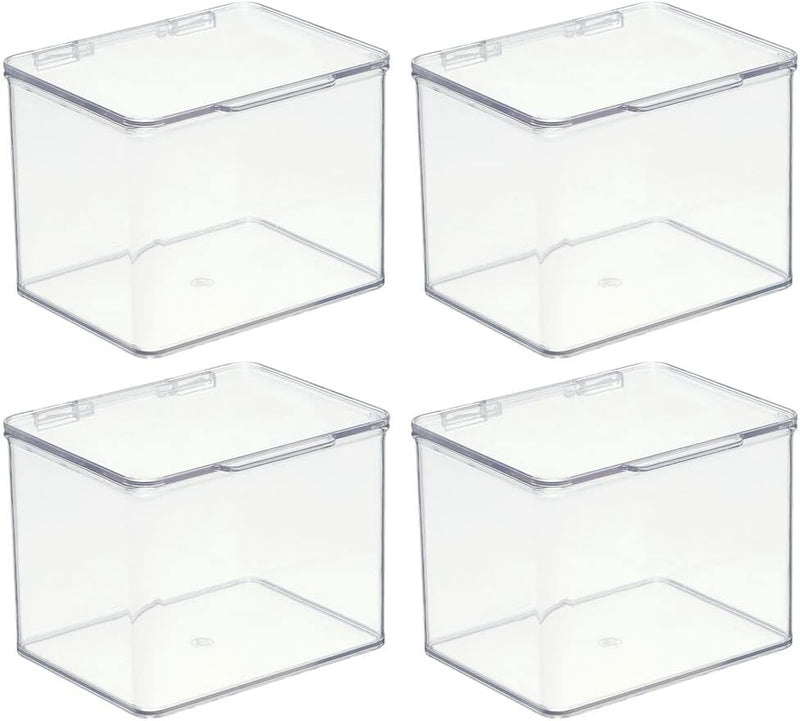 mDesign Aufbewahrungsbox für den Schreibtisch – stapelbare Box aus Kunststoff mit Deckel – kleiner B