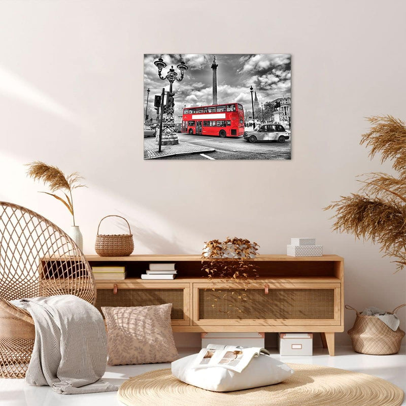 Bilder auf Leinwand Trafalgar Platz Taxi London Leinwandbild 70x50cm Wandbilder Dekoration Wohnzimme