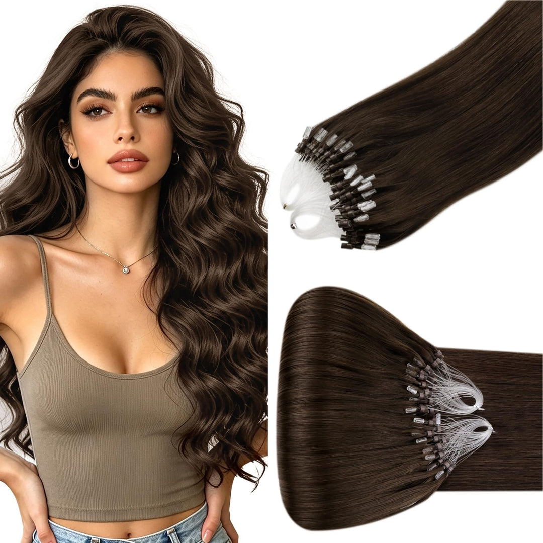 Hetto Extensions Echthaar Microring Braun Echthaar Micro Loop Extensions Remy Haarverlängerung Micro