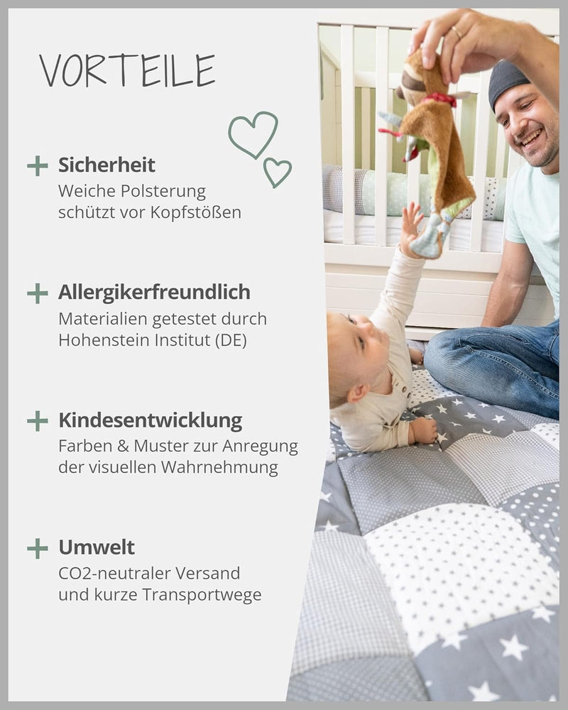 ULLENBOOM Krabbeldecke für Baby 80x80 cm, Outdoor-geeignet, 100% OEKO-TEX Materialien, Made in EU, W