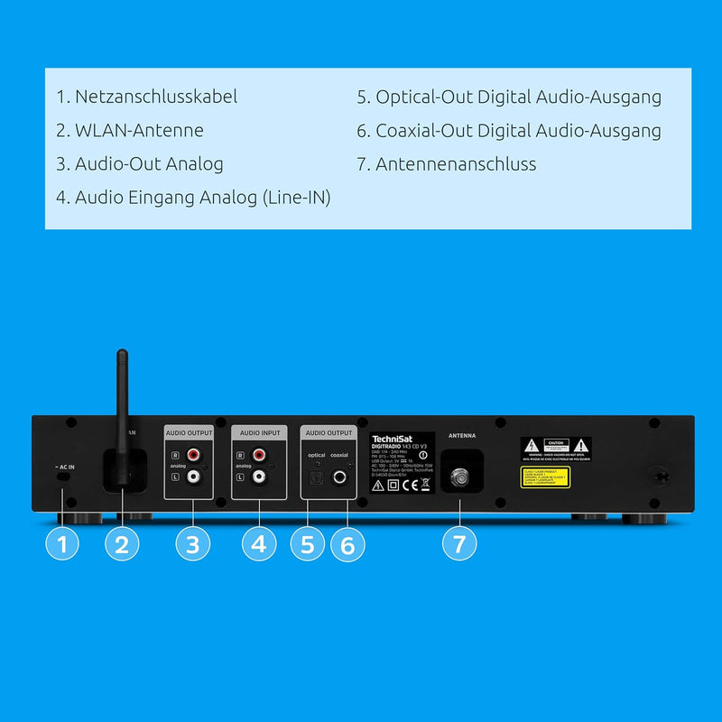 TechniSat DIGITRADIO 143 CD (V3) – Digital HiFi-Tuner, Internetradio (DAB+, UKW, Bluetooth-Audiostre