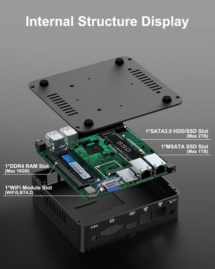 Industrie PC, Mini PC Lüfterlos, Alder Lake N100, 8GB RAM 128GB SSD, Gigabit Ethernet, HD VGA Dual D